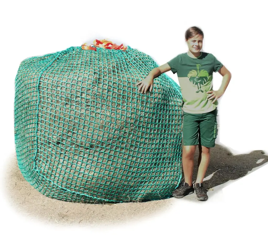 45mm XL Profi-Rundballenheunetz Titan - doppelt vernäht  - eXtraStark 6mm Gewebe - eXtraGroß 200cmØx180cm/h - bis190cm Rundballen