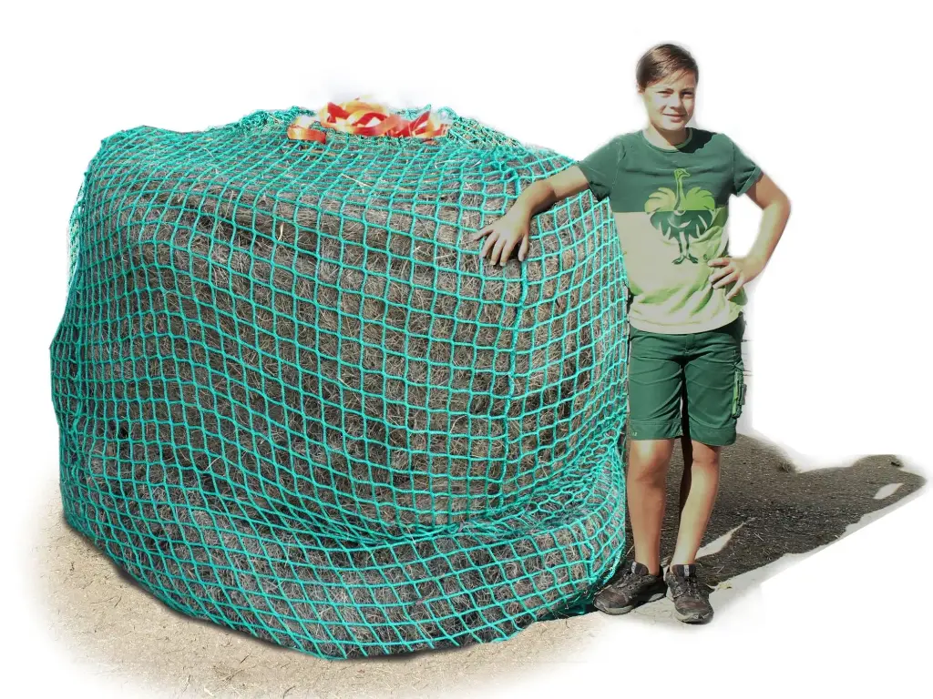 60mm XXL Profi-Rundballenheunetz Titan - doppelt vernäht  - eXtraStark 6mm Gewebe - eXtraGroß 200cmØx180cm/h - bis190cm Rundballen