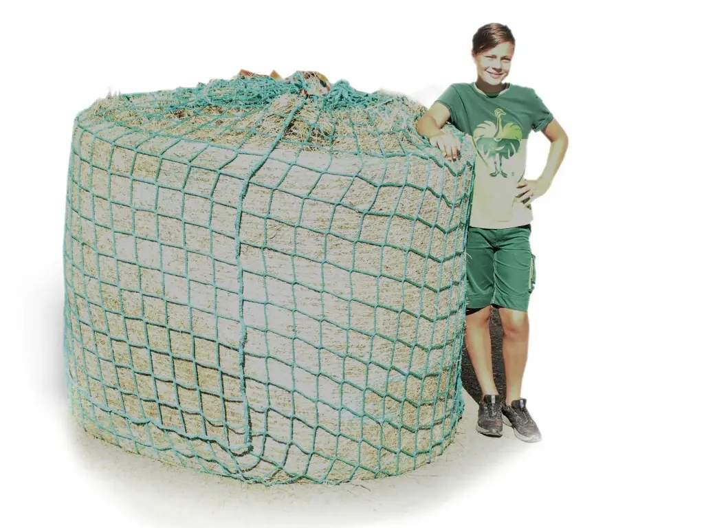 80mm XXL Profi-Rundballenheunetz Titan - doppelt vernäht  - eXtraStark 6mm Gewebe - eXtraGroß 200cmØx180cm/h - bis190cm Rundballen