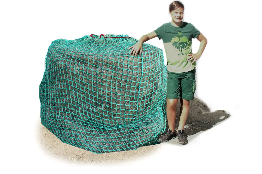 60mm L Profi-Rundballenheunetz Titan - doppelt vernäht - 6mm Gewebe - 170cmØx160cm/h - 150cm Rundballen