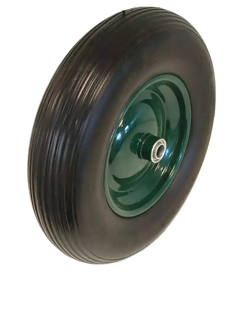 Schubkarrenrad PU (Polyurethan) 400/100/20mm mit 2x Lager und Metallfelge