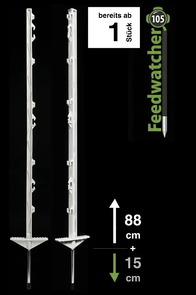 1x Weidezaunpfahl 105 cm, 8 Ösen, weiß - "Feedwatcher 105"