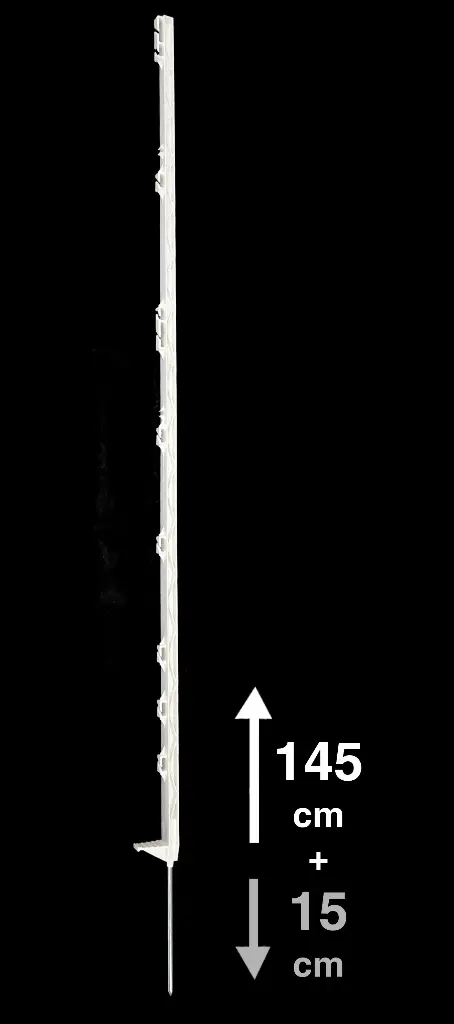 1x Weidezaunpfahl 160 cm, 10 Ösen, weiß - "Feedwatcher 160" 
