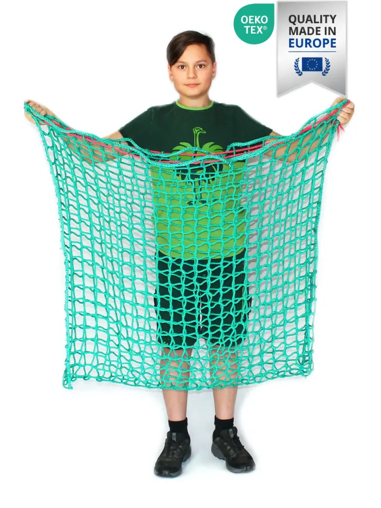 Heunetz Box 45mm Öko-Tex 10kg Heu "100x90cm" Titan-Ökotex 45mm Maschenweite - 6mm Gewebe (Made in EU)