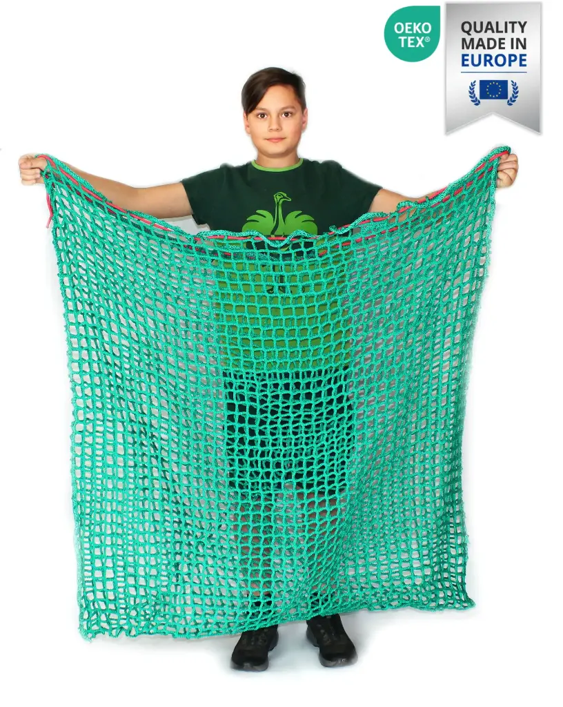 Heunetz Box 35mm Öko-Tex 16kg Heu "120x120cm" Titan-Ökotex  35mm Maschenweite - 6mm Gewebe (Made in EU)