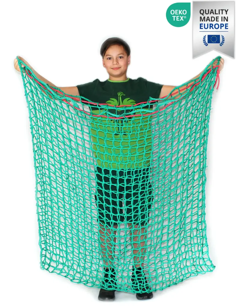 Heunetz Box 45mm Öko-Tex 16kg Heu "120x120cm" Titan-Ökotex  45mm Maschenweite - 6mm Gewebe (Made in EU)