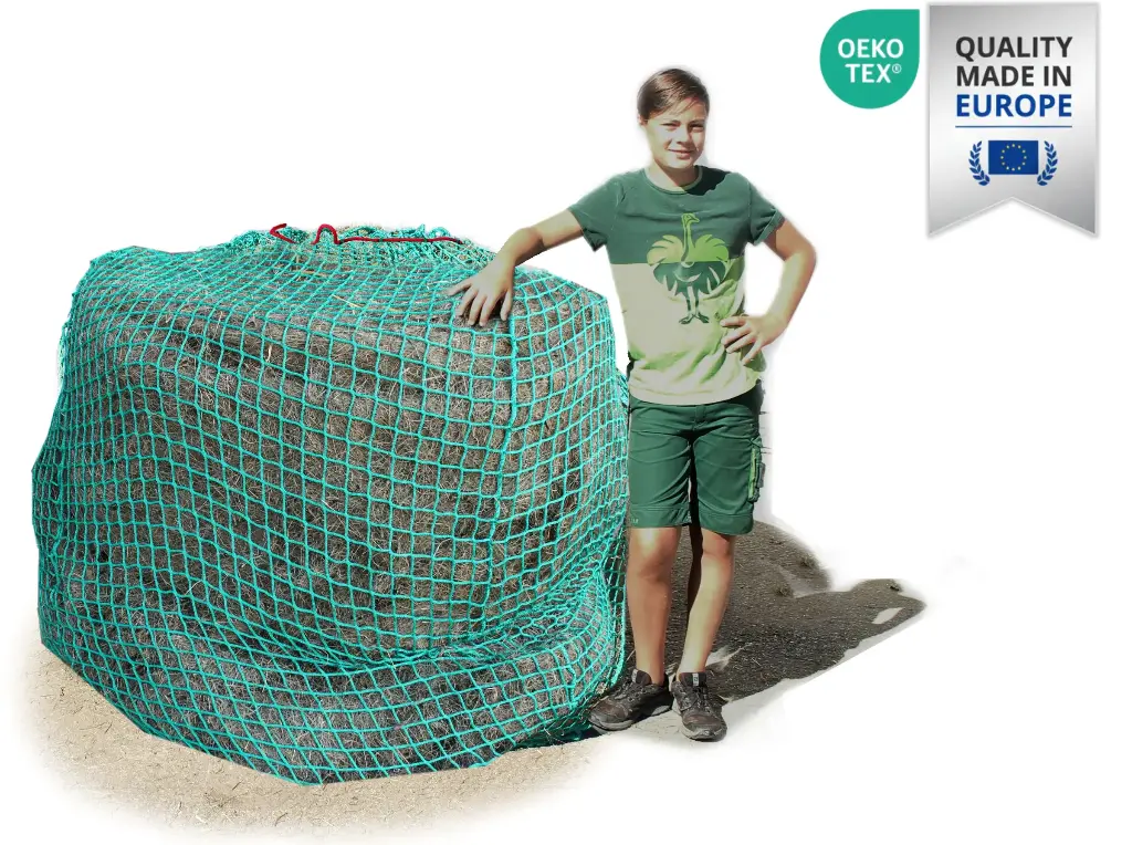 60mm Öko-Tex L Profi-Rundballenheunetz Titan - 6mm Gewebe - 170cmØx160cm/h - 160cm Rundballen (Made in EU-Ökotex)