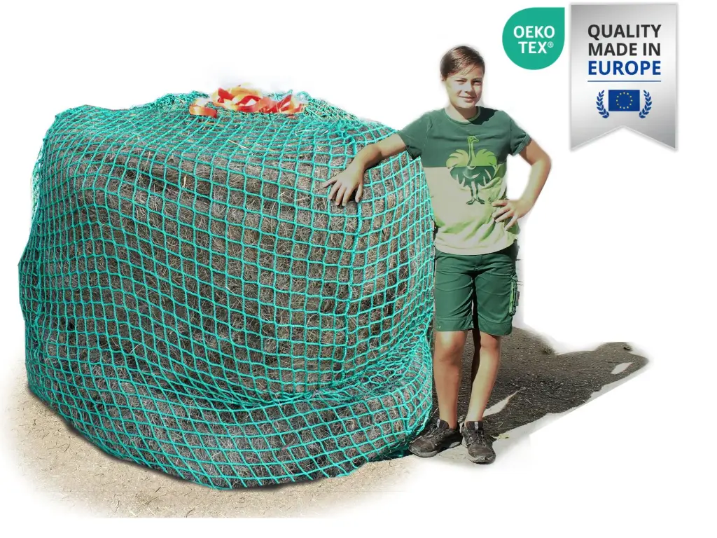 60mm Öko-Tex XL Profi-Rundballenheunetz Titan - eXtraStark 6mm Gewebe - 200cmØx180cm/h - bis190cm Rundballen (Made in EU-Ökotex)