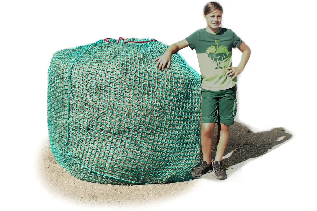 45mm S Profi-Rundballenheunetz Titan - doppelt vernäht - 5,5mm Gewebe - 150cmØx150cm/h - bis140cm Rundballen