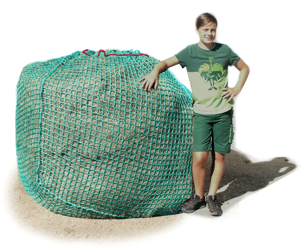 35mm S Profi-Rundballenheunetz Titan - doppelt vernäht - 5,5mm Gewebe - 150cmØx150cm/h - bis140cm Rundballen